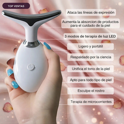Masajeador Facial y de Cuello con Luz LED – Cuidado de la Piel en Casa