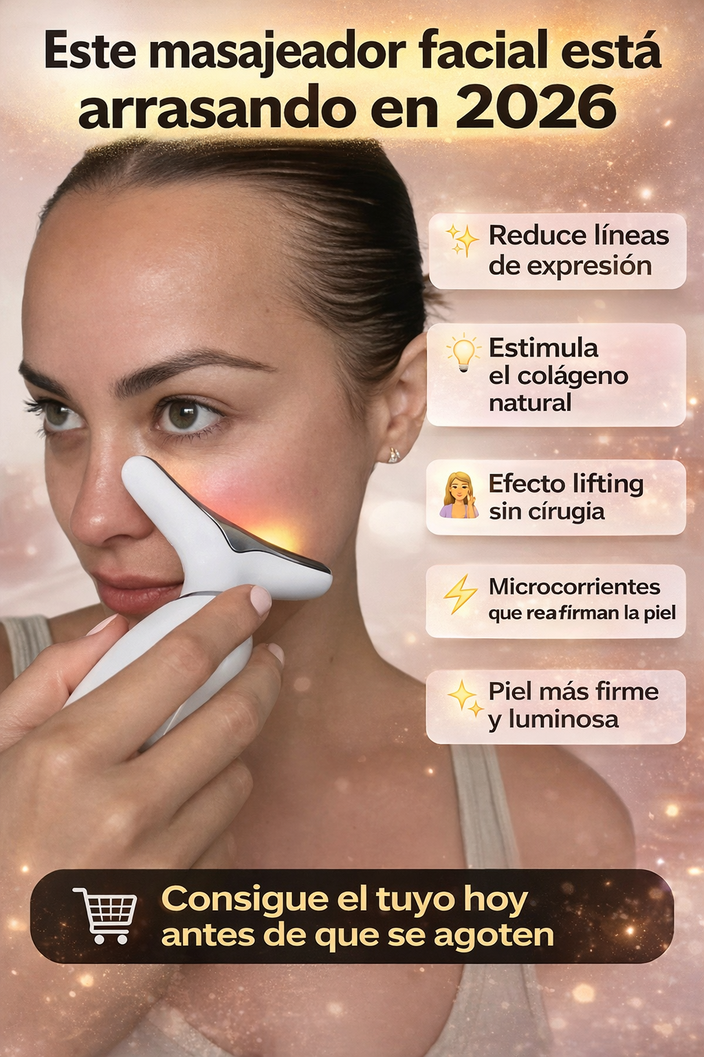 Masajeador Facial y de Cuello con Luz LED – Cuidado de la Piel en Casa