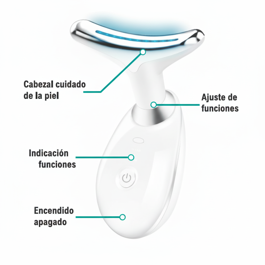 Masajeador Facial y de Cuello con Luz LED – Cuidado de la Piel en Casa