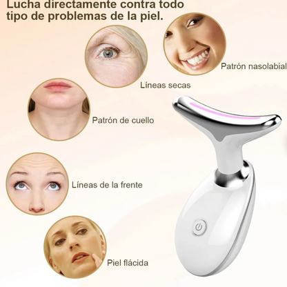 Masajeador Facial y de Cuello con Luz LED – Cuidado de la Piel en Casa